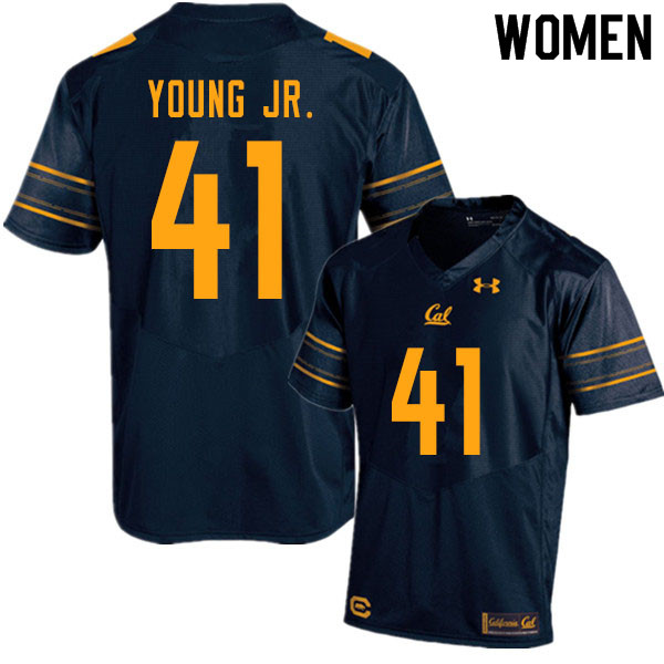 Women #41 Curley Young Jr. Cal Bears UA College Football Jerseys Sale-Navy